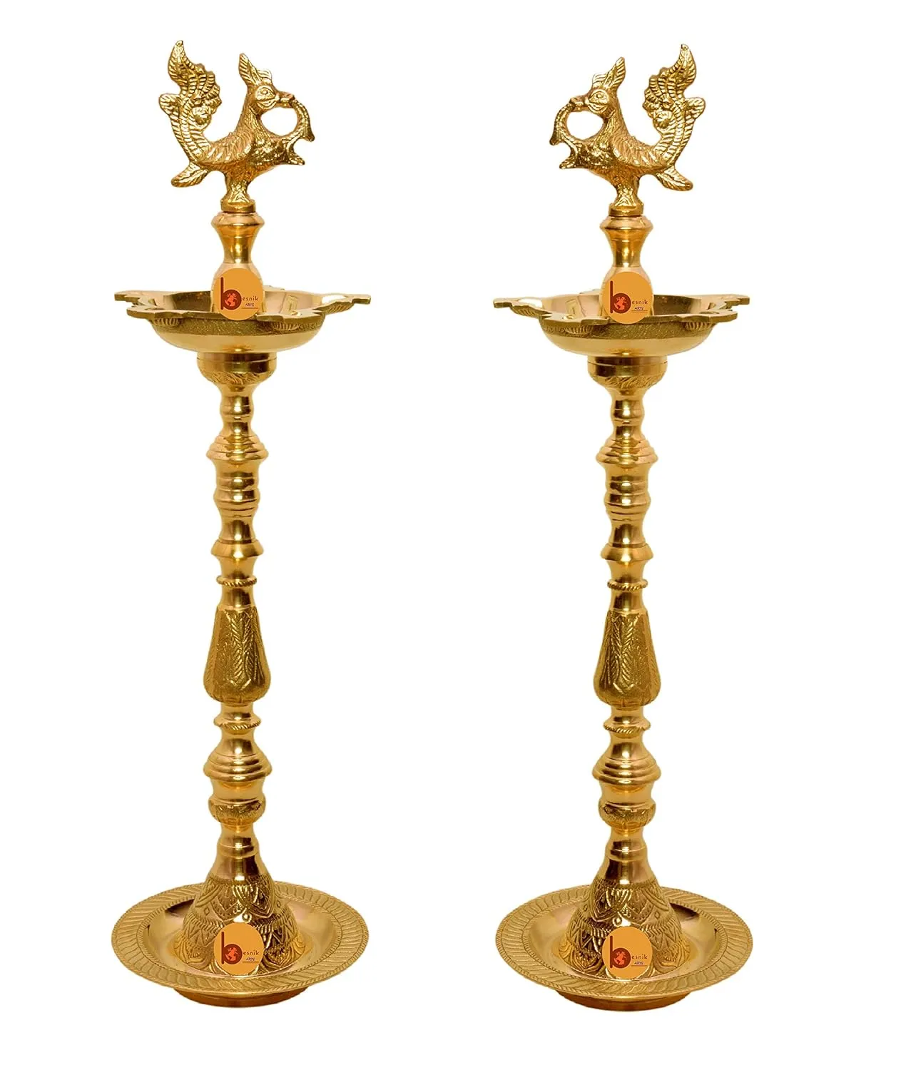 Brass Embossed Diya Traditional Peacock Kuthu vilakku/Mahabharat